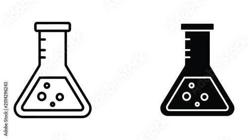 Foto Erlenmeyer flasks with liquid and bubbles comparison