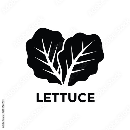 Tableau sur toile Lettuce silhouette against a white background a simple black graphic of leafy gr