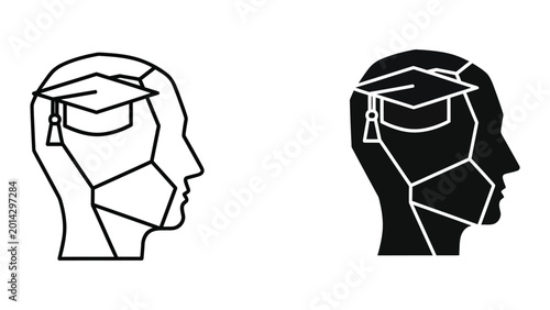 Graduation cap silhouette profile illustration