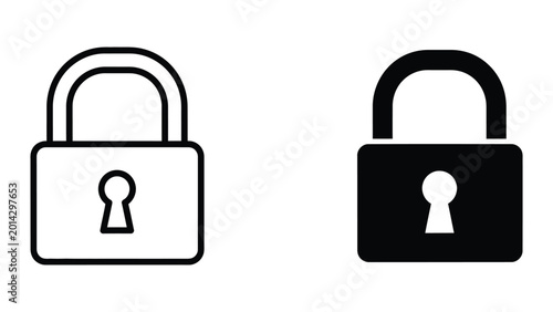 Tableau sur toile Open and closed padlock icons in contrasting colors