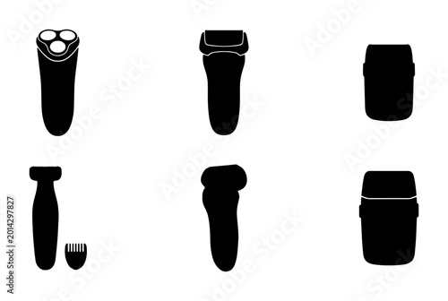 Fotografie Electric Shaver Icons Set, Grooming Tools Collection, Personal Care Appliances V