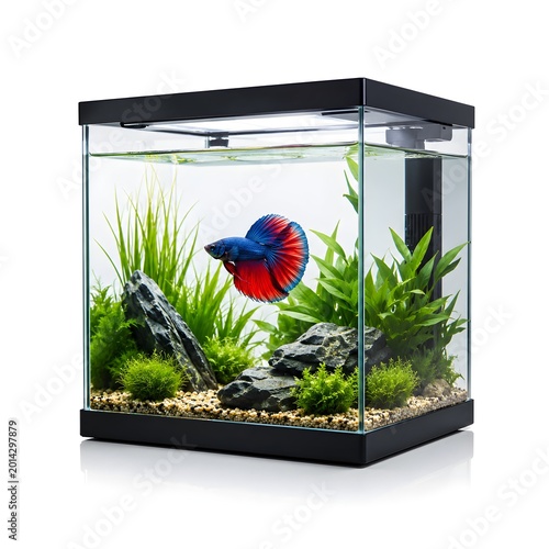 Elegant Minimal Fish Tank with Bright Betta Fish and Clean Design