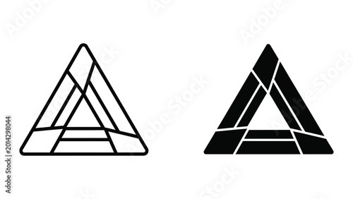 Black and white geometric triangle fractal design with lines