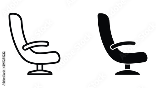 Modern black and white armchair with swivel base