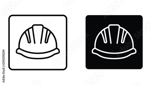White safety hard hat icon on black background