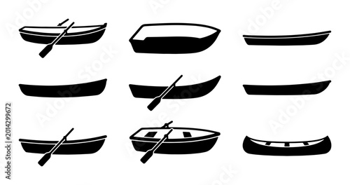 Photos Set of 9 Diverse Boat Silhouettes, Vector Icons for Water Travel and Nautical Th