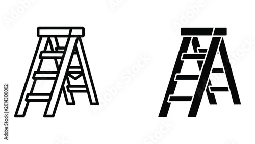 Tableau sur toile Two different style a-frame ladders illustration