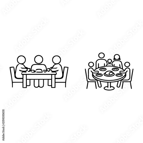 Family Dinner Icon Set for International Day of Families Celebration and Healthy Living Concepts