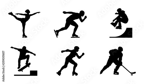 Canvas Print Dynamic Sports Silhouettes Collection: Figure Skating, Speed Skating, Rollerblad