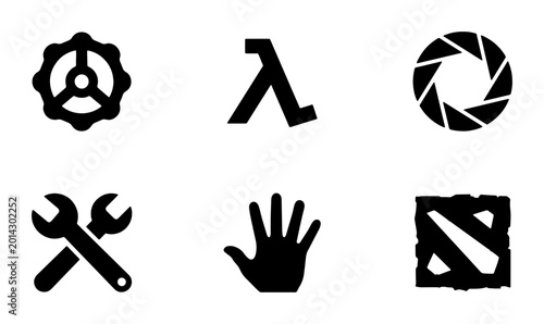 Foto Industrial Gear, Lambda Symbol, Aperture, Wrench Tools, Hand Icon, Crate Graphic