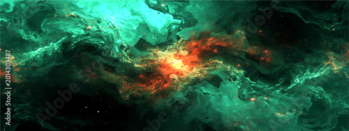 Billede på lærred Vector Abstract nebula art of the cosmos with celestial particles and interstellar clouds featuring cosmic dust and vivid energy