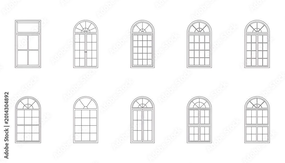 Fototapeta premium Arched window vector icons