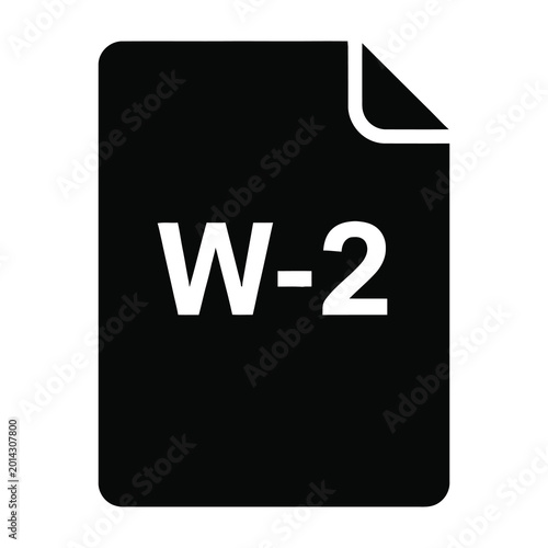 W-2 tax form document icon black and white