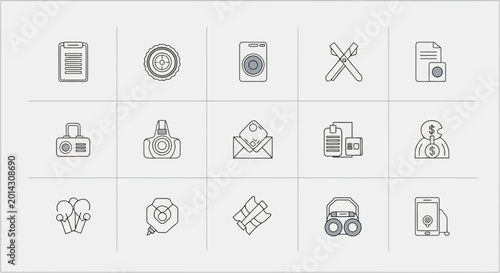 Photos Collection of vector icons representing business, technology, and finance concep