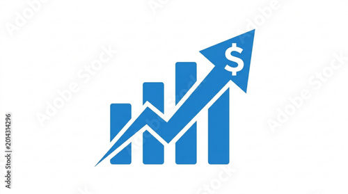 Blue bar graph with dollar sign arrow pointing upwards Free Download Blue bar graph with dollar sign arrow pointing upwards - GFXLoad