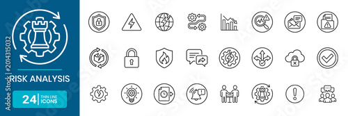 фотографія Risk Analysis Icon Set Alert Notification Crisis Situation Management Strategy D
