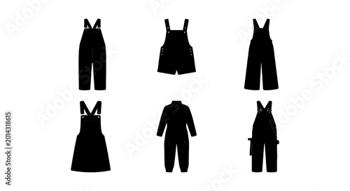 Canvastavla Overalls Collection Vector Icons, Workwear Silhouettes, Fashion Garments Set