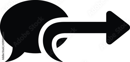 Fotografija Black speech bubble with outgoing arrow icon outgoing communication dialogue