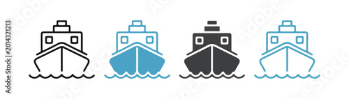 Schilderij op canvas Maritime Freight Ship Icons Set in Various Design Styles