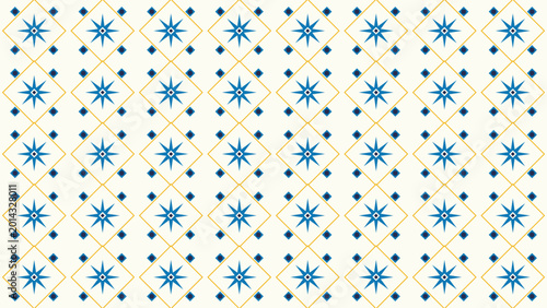 Foto Seamless blue starburst diamond pattern on cream background, retro geometric rep