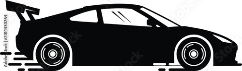 Sports car side profile sleek silhouette icon