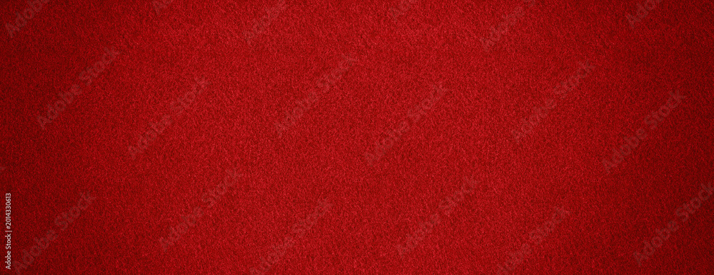 Fototapeta premium Red fabric background felt cloth texture – dark color canvas fabric surface. Long wide felt backdrop.