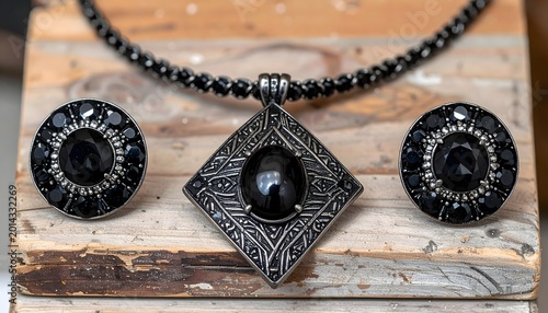 Vintage Black Stone Pendant Jewelry High Resolution Picture