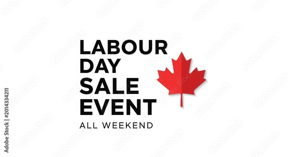 Fototapeta premium Canada day labour day sale event graphic with maple leaf promotional advertising