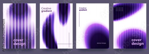Foto A set of abstract posters with gradients and ribbed glass textures, colorful waves, and a modern design