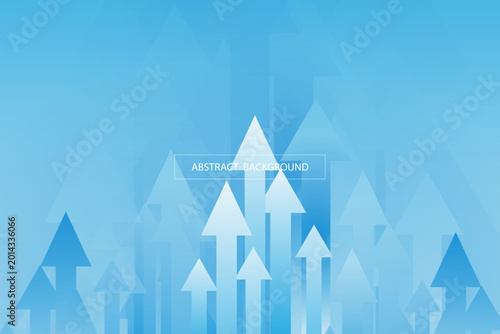 Fotografie Modern abstract upward trending arrows set against a gradient blue geometric bac