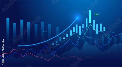 Photos Modern financial chart illustrating stock market growth with upward trend and ca
