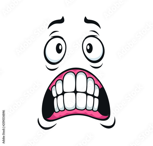 Принти на полотні Cartoon face expression emoji, scared emotion