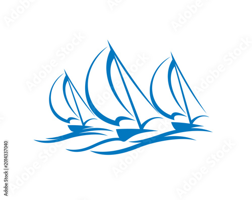 Canvas-taulu Sail yachting sport regatta icon