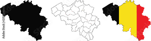 Photos Belgium maps black dotted and flag colors