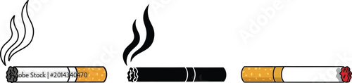 Photos Cigarette smoking illustrations with smoke and fire