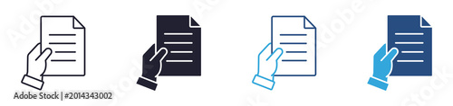 Cuadro en lienzo Hand holding document icon  set