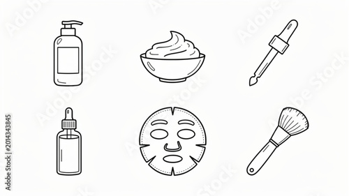 Photos Skincare products and face mask.
