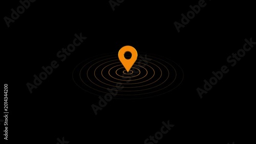 3D GPS location icon animation on black background. 3D location pin animation. Location 4k animation. 3D GPS icon animation