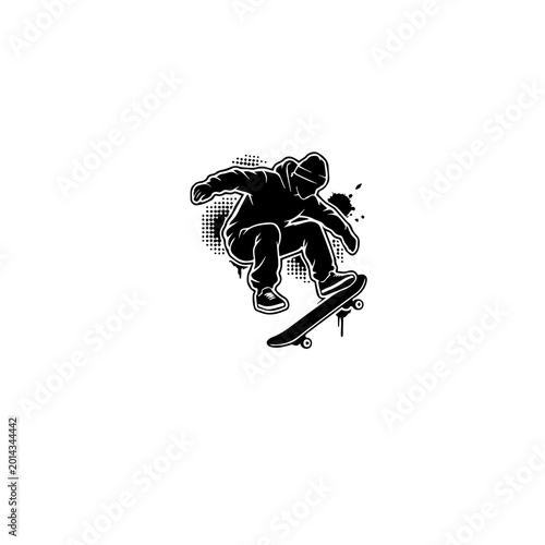 Tableau sur toile Skateboarder Sticker Design: Gritty Urban Streetwear Vector Graphic