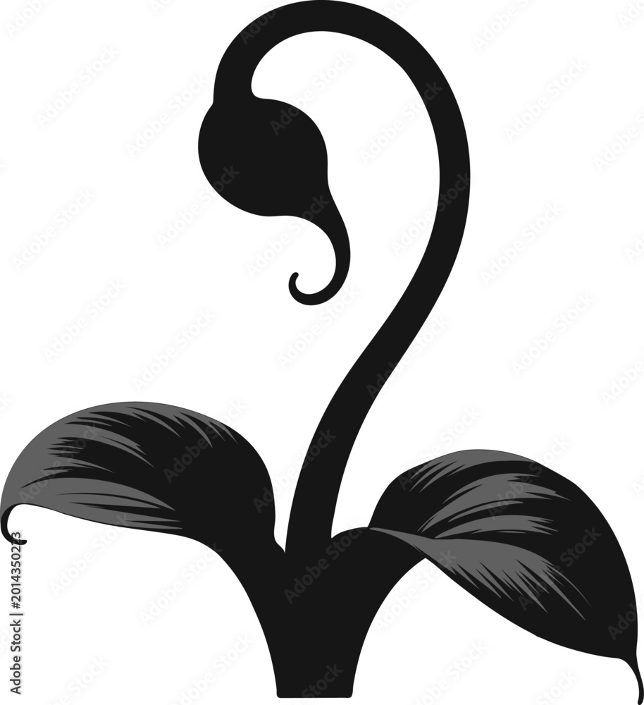 Fototapeta premium Plant sprout silhouette for ecology, growth, and nature themed graphic designs.