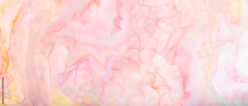 Fototapeta premium Abstract soft pink and yellow marbled watercolor background with delicate swirling pattern