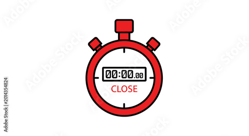 Red Stopwatch Icon Showing Zero Seconds Illustrating Time End and Deadline Approaching