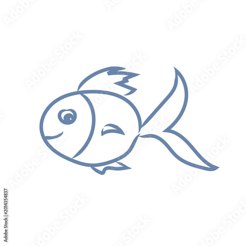 Fish travel doodle ui mascot logo icon doodle

