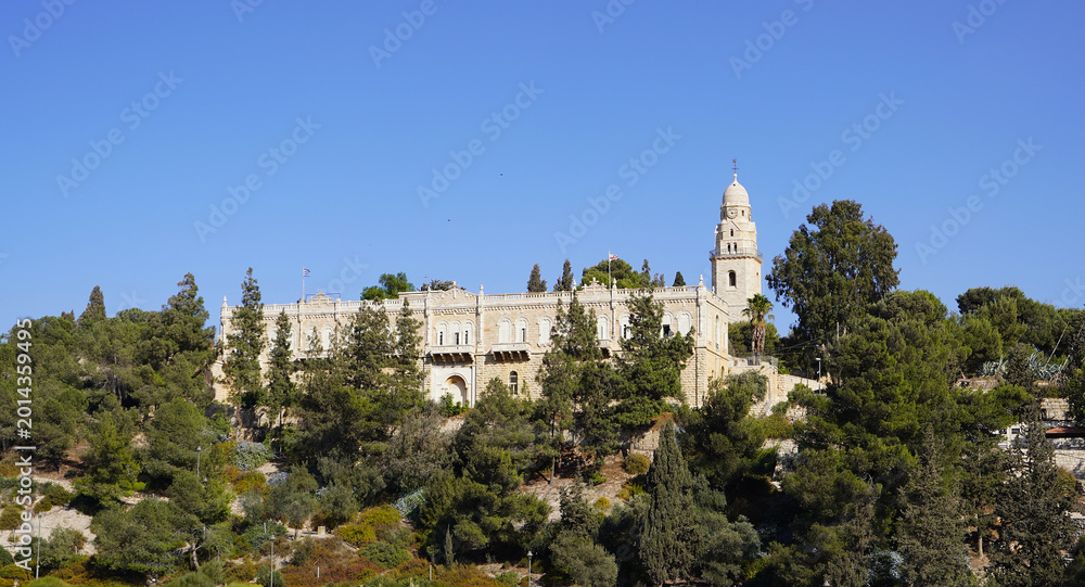 Fototapeta premium Abbey of the Dormition on Mount Zion in Jerusalem.Israel.