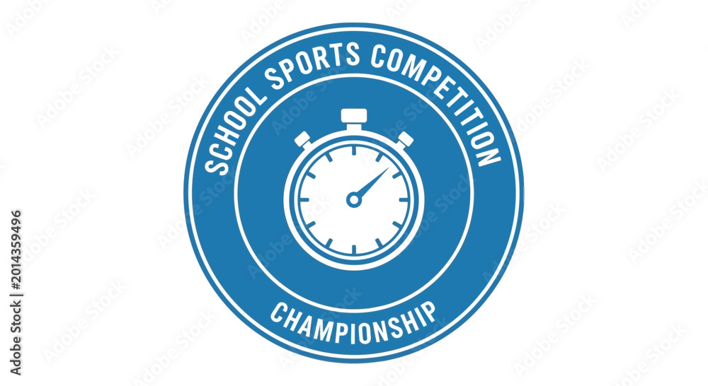 Fototapeta premium School Sports Competition Championship Emblem on a Bright Blue Circular Illustration