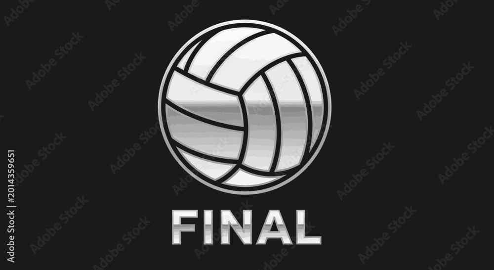Fototapeta premium Shiny Volleyball Design With Final Text for Sports Competitions and Championships