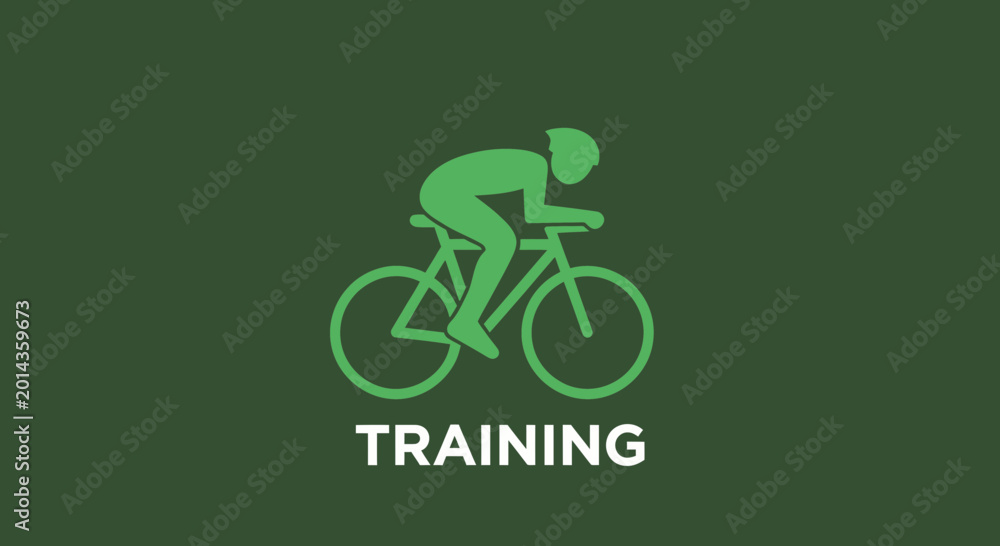 Fototapeta premium Silhouette Cyclist Performing Training on a Bicycle Against a Green Background Graphic Design