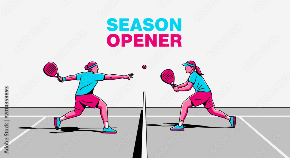 Fototapeta premium Season Opener: Sporty Illustration Depicting a Paddleball Match in Play, Ready For Action