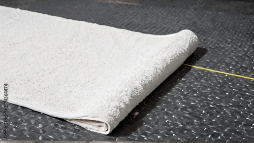 White Towel on Climbing Gym Mat