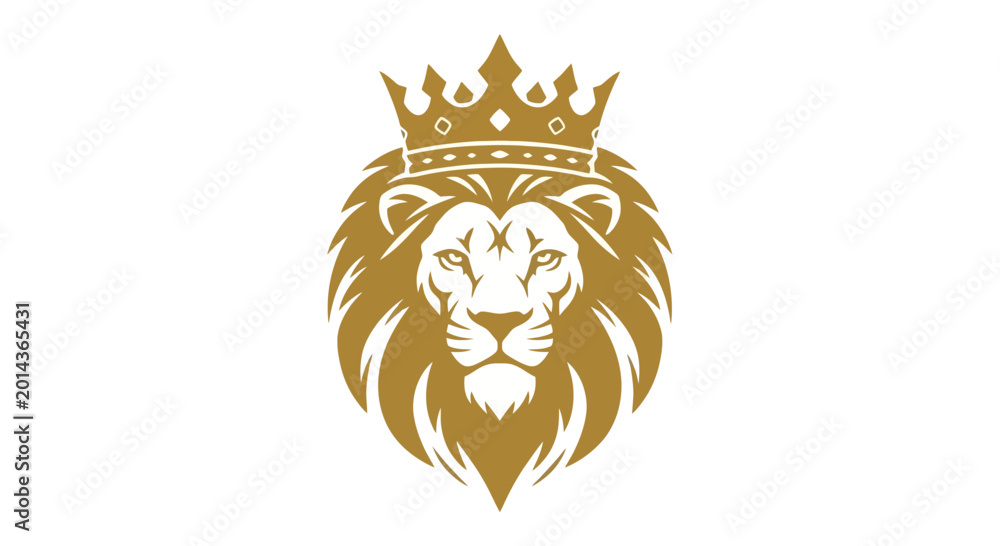 Fototapeta premium Golden lion logo with crown.